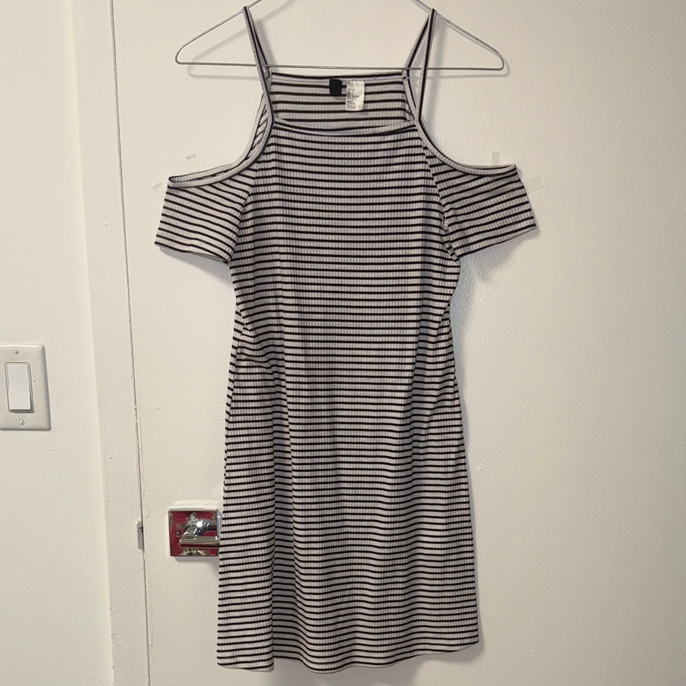 H&M Black and White Striped Mini Dress